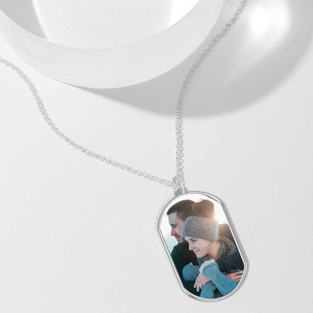 Engraved Photo Tag Necklace Silver - soufeelus