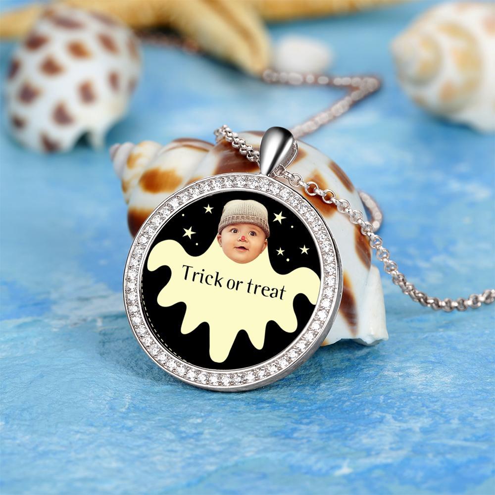 Custom Face Photo Pendant Custom Text Necklace Halloween Gift