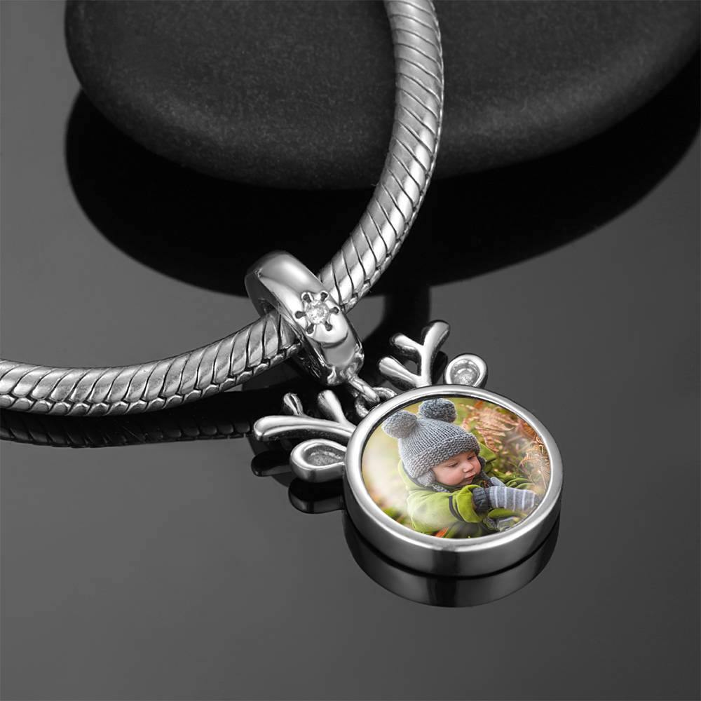 Round Dangle Engraved Photo Charm with Soufeel Crystal - soufeelus