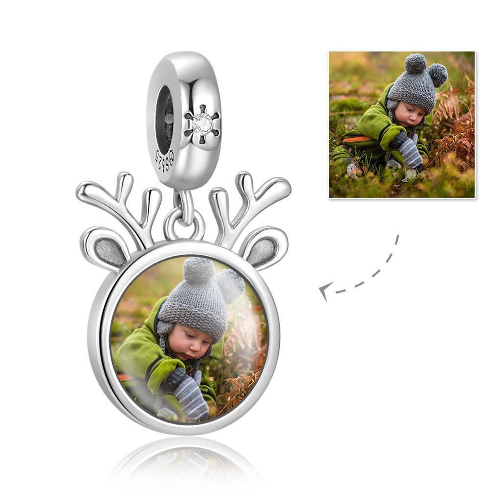 Round Dangle Engraved Photo Charm with Soufeel Crystal Silver - soufeelus