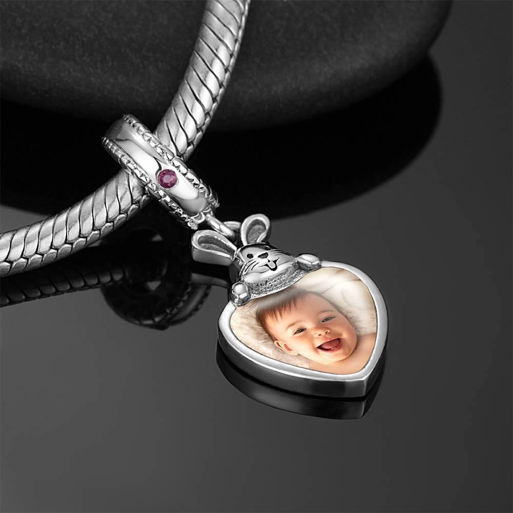 Engraved Photo Charm Heart Dangle with Soufeel Crystal Silver - soufeelus
