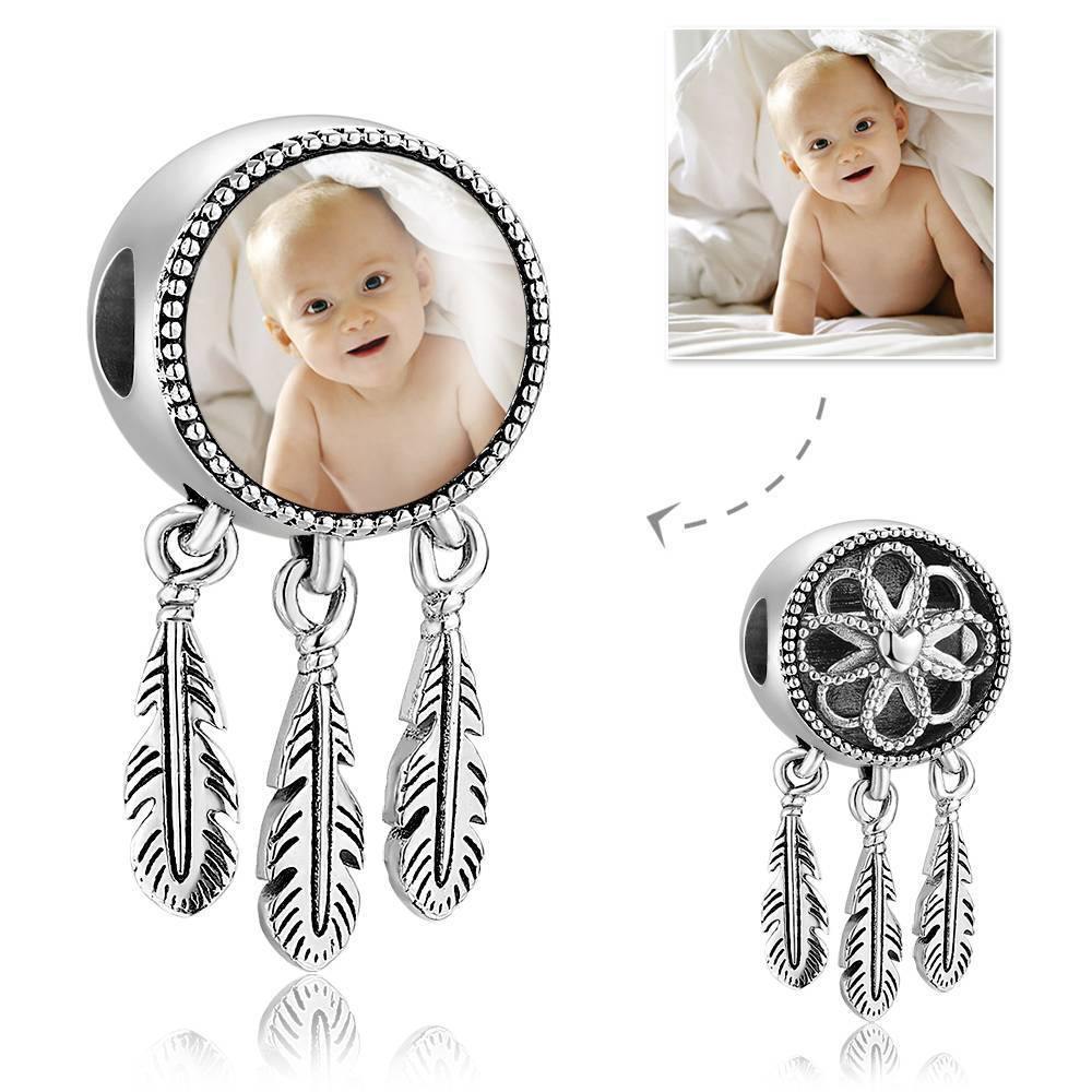 Engraved Photo Charm Dreamcatcher Silver - soufeelus