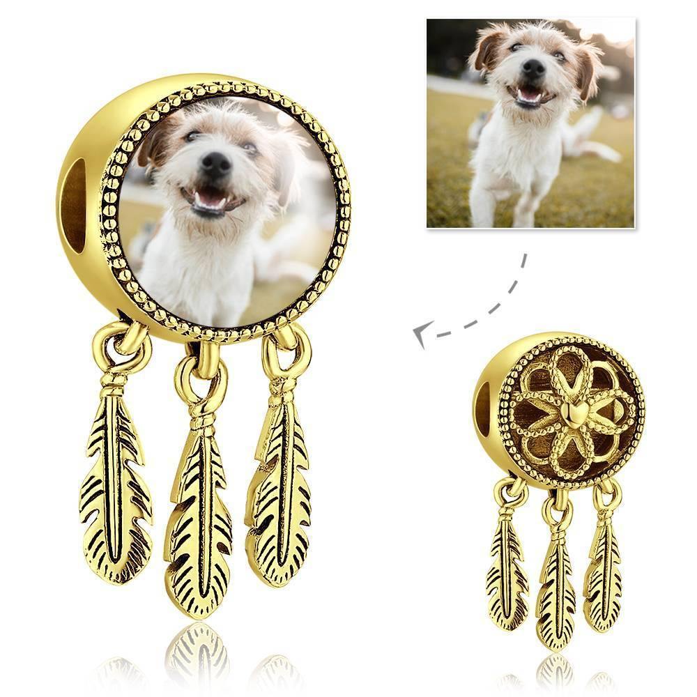 Dreamcatcher Engraved Photo Charm  14K Gold Plated - soufeelus