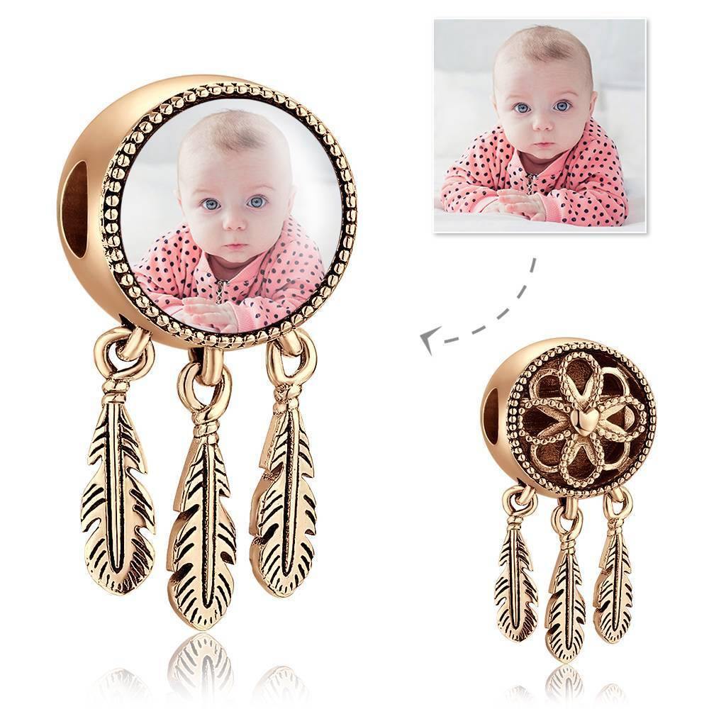 Engraved Photo Charm Dreamcatcher Silver - soufeelus