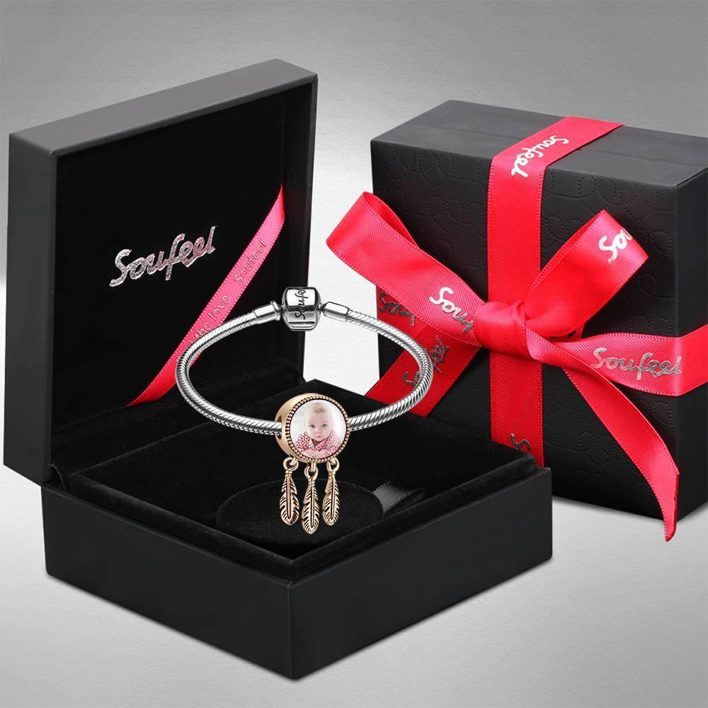 Dreamcatcher Engraved Photo Charm  Rose Gold Plated - soufeelus