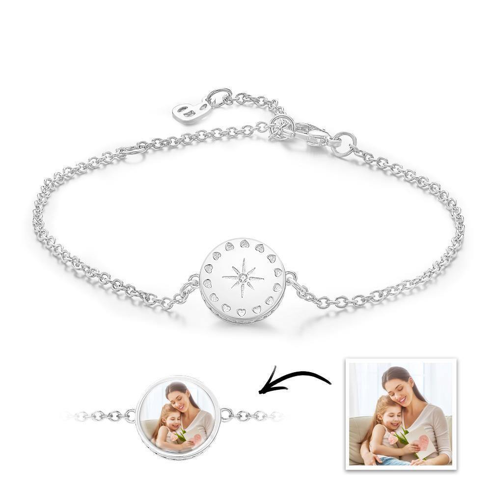 Photo Bracelet Sunshine Bracelet with Little Heart Unique Gifts for Her/Mom Rose Gold Plated Silver - soufeelus