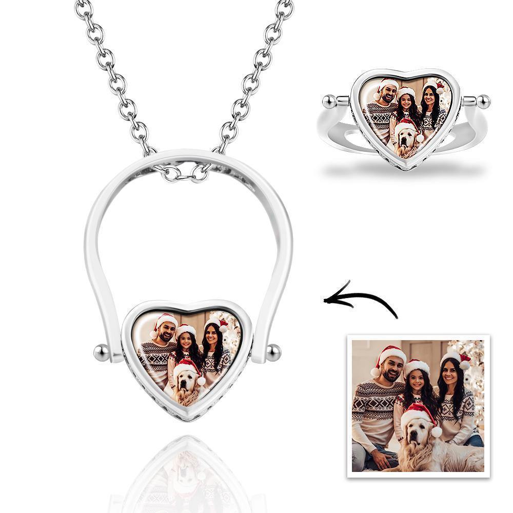 Photo Necklace, Photo Ring Gifts Dual-use (Ring Size 7#) - soufeelus