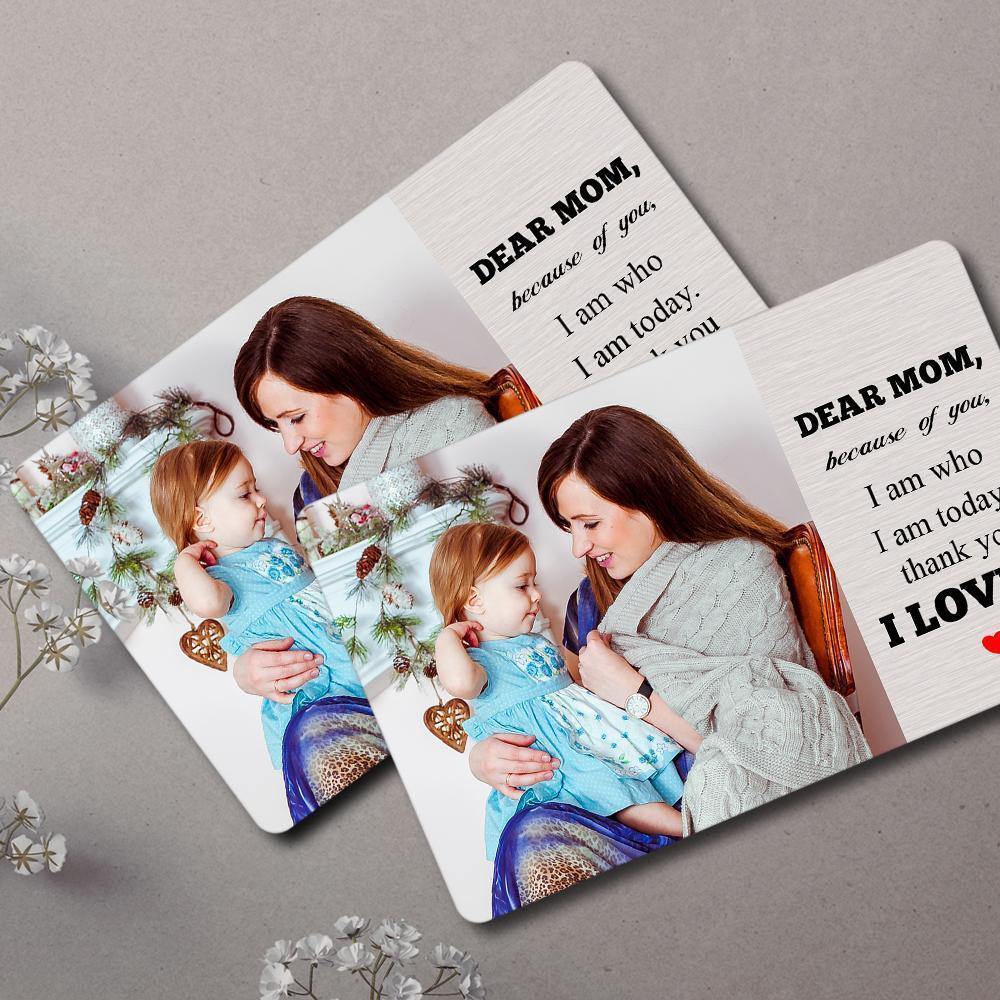 Custom Photo Engraved Wallet Insert Card Love Mom - soufeelus