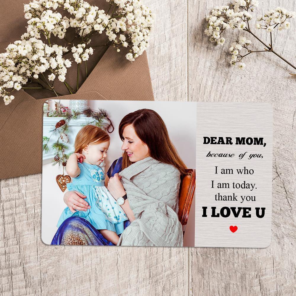 Custom Photo Engraved Wallet Insert Card Love Mom - soufeelus