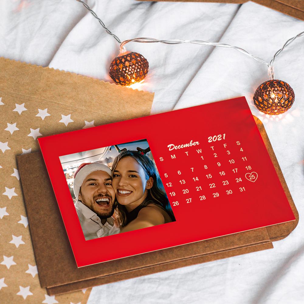 Custom Wallet Card Photo Calendar Card Engraved Wallet Card Red detail
