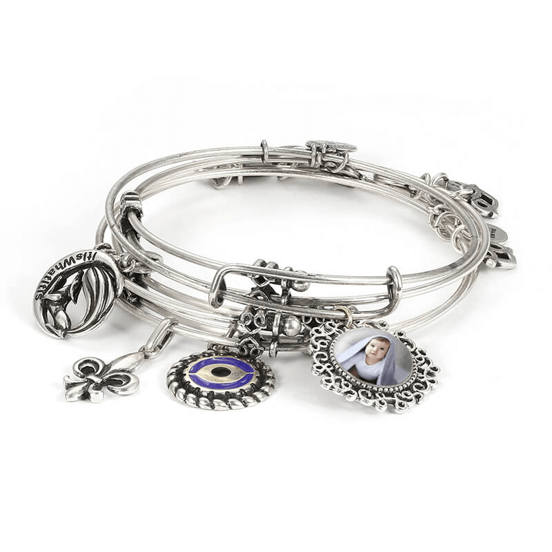 Eye of the Devil Photo Charm Bangle Set Of 4 - soufeelus