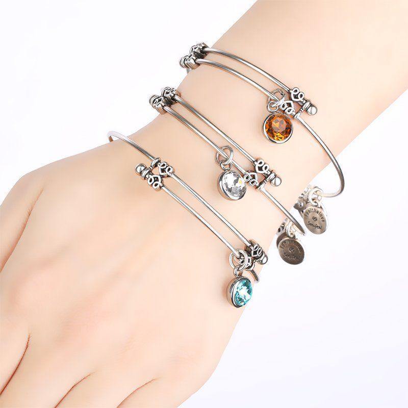 November Birthstone Charm Bangle - soufeelus