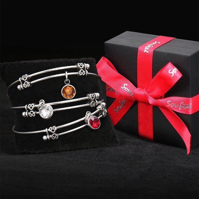 November Birthstone Charm Bangle - soufeelus