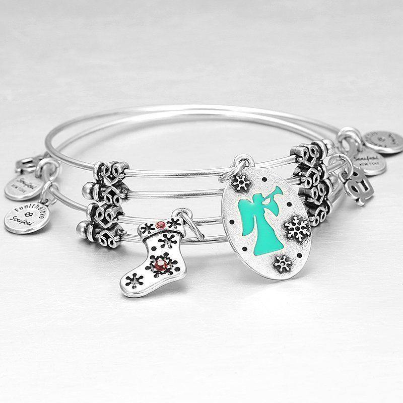 Christmas Stocking Charm Bangle - soufeelus