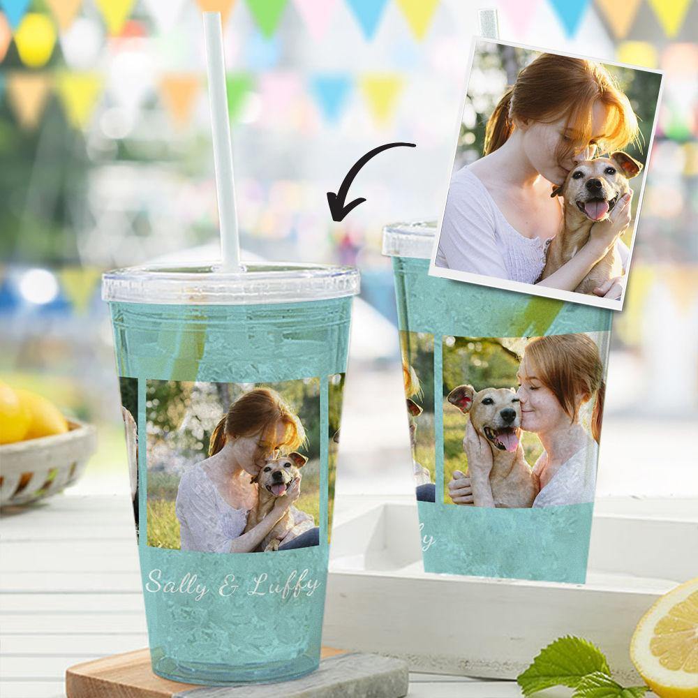 Personalised Straw Cup Custom Tumbler with Straw Wedding Gift - soufeelus