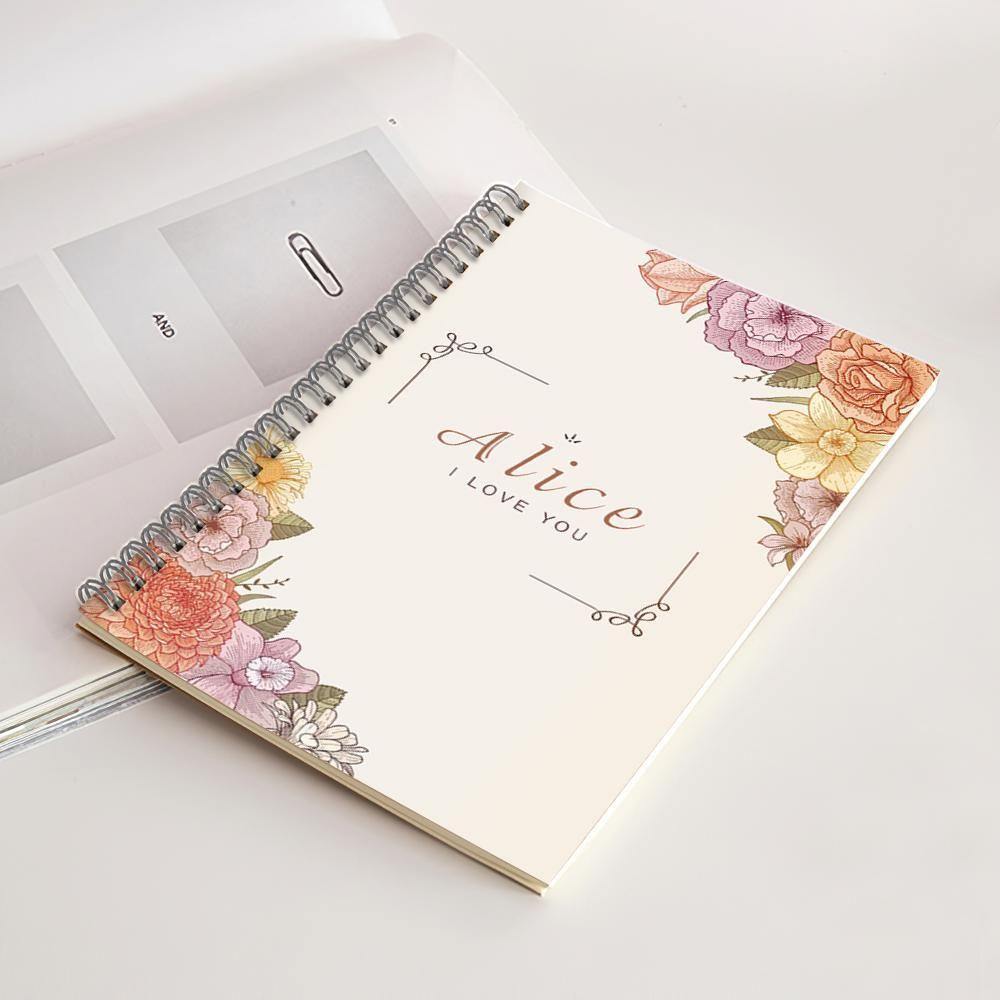 Engraved Spiral Notebook Ruled Line-514*21CM - soufeelus
