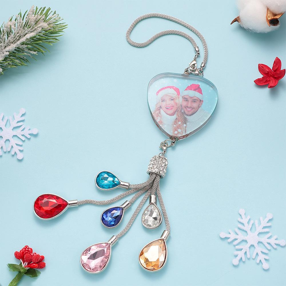 Custom Photo Ornaments Crystal Car Charms Christmas Gift for Lover