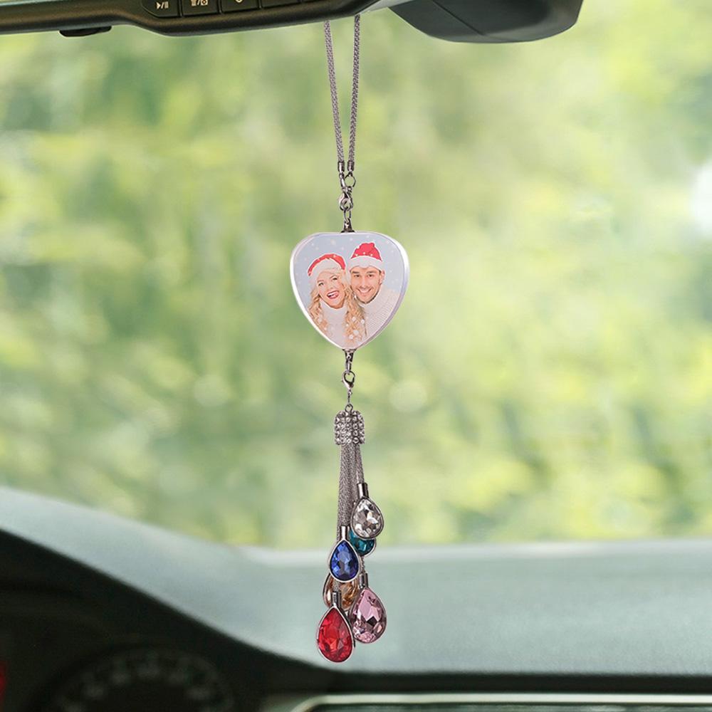 Custom Photo Ornaments Crystal Car Charms Christmas Gift for Lover