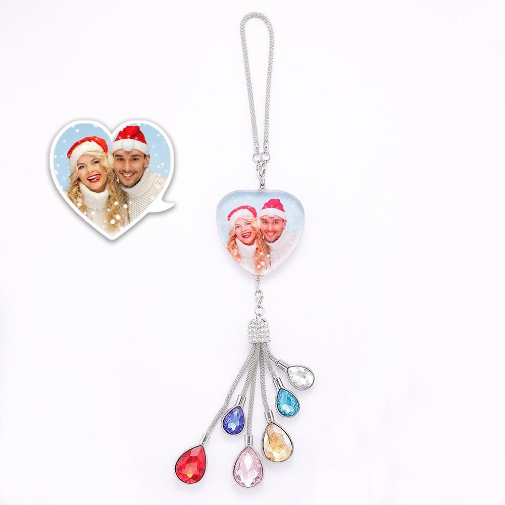 Custom Photo Ornaments Crystal Car Charms Christmas Gift for Lover