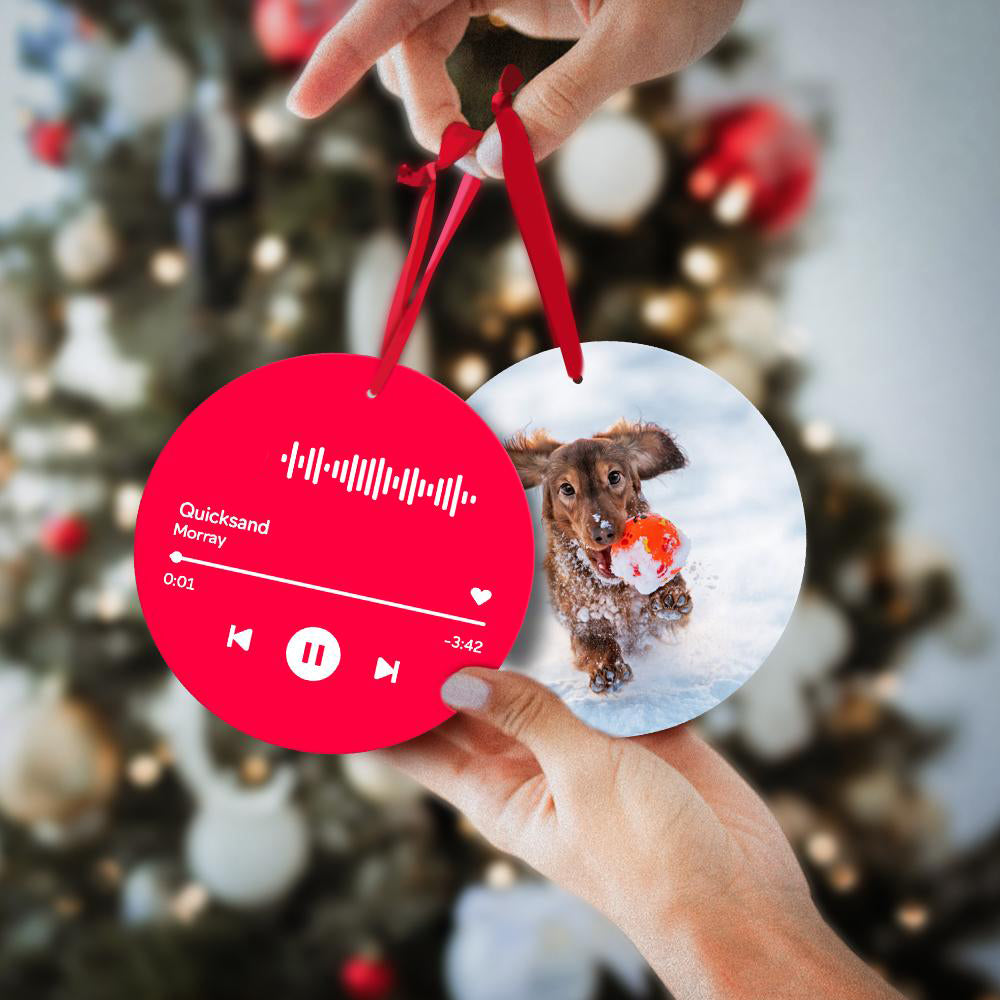 Custom Scannable Music Code Ornaments Hanging Ornament, Photo Music Song Ornaments Pink Unique Gifts detail