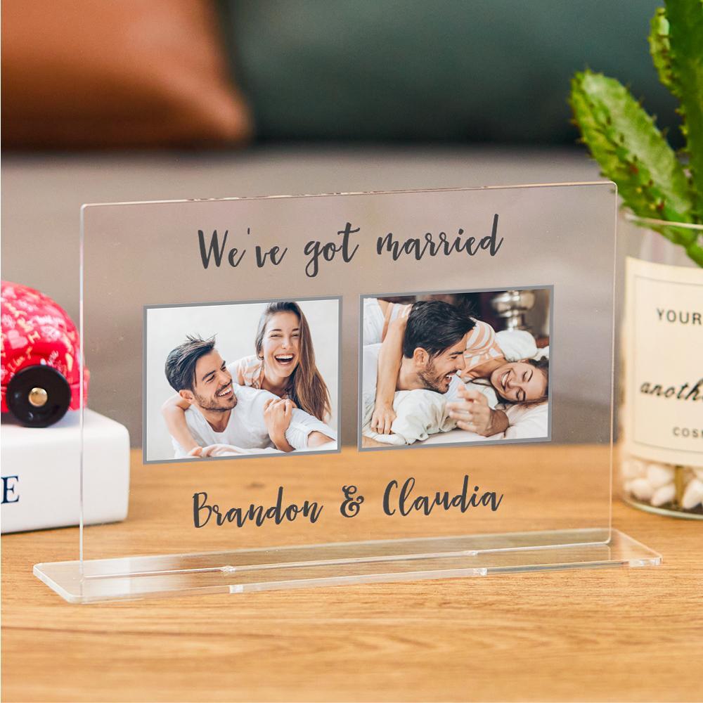 Custom Engraved Photo Acrylic Ornaments Personalized Photo Keepsake for Couples