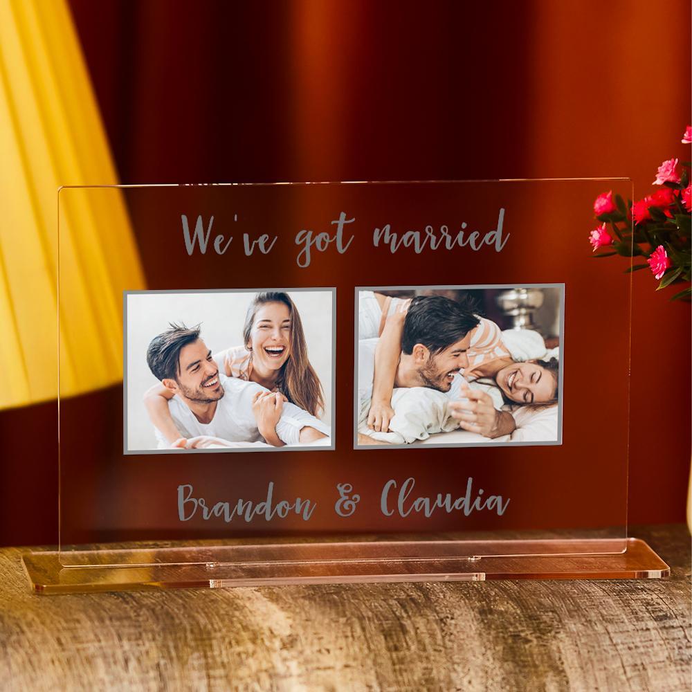 Custom Engraved Photo Acrylic Ornaments Personalized Photo Keepsake for Couples