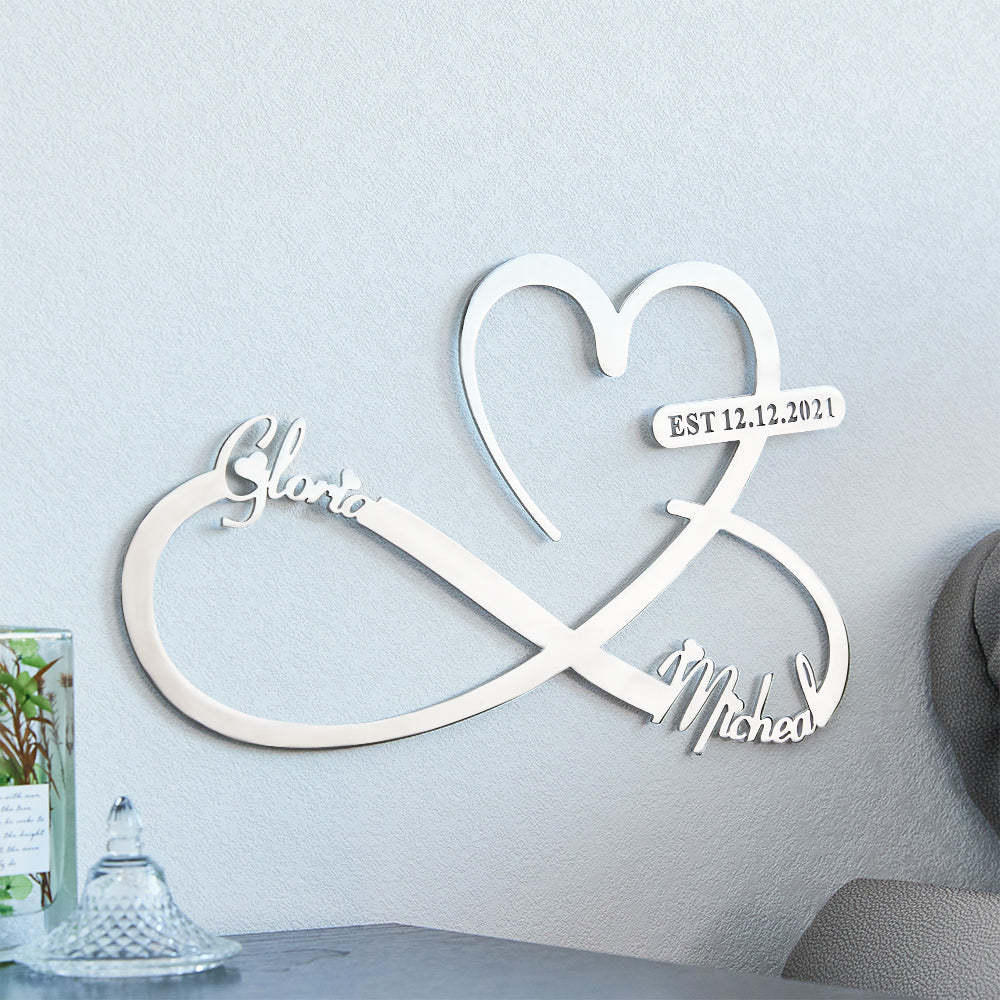 Custom Text Love Infinity Metal Sign Personalized  Names and Date Home Wall Decoration - 