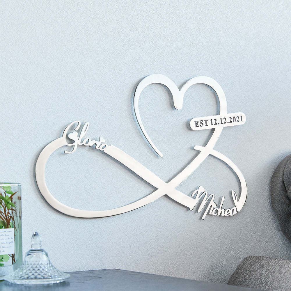 Custom Text Love Infinity Metal Sign Personalized Names and Date Home Wall Decoration -