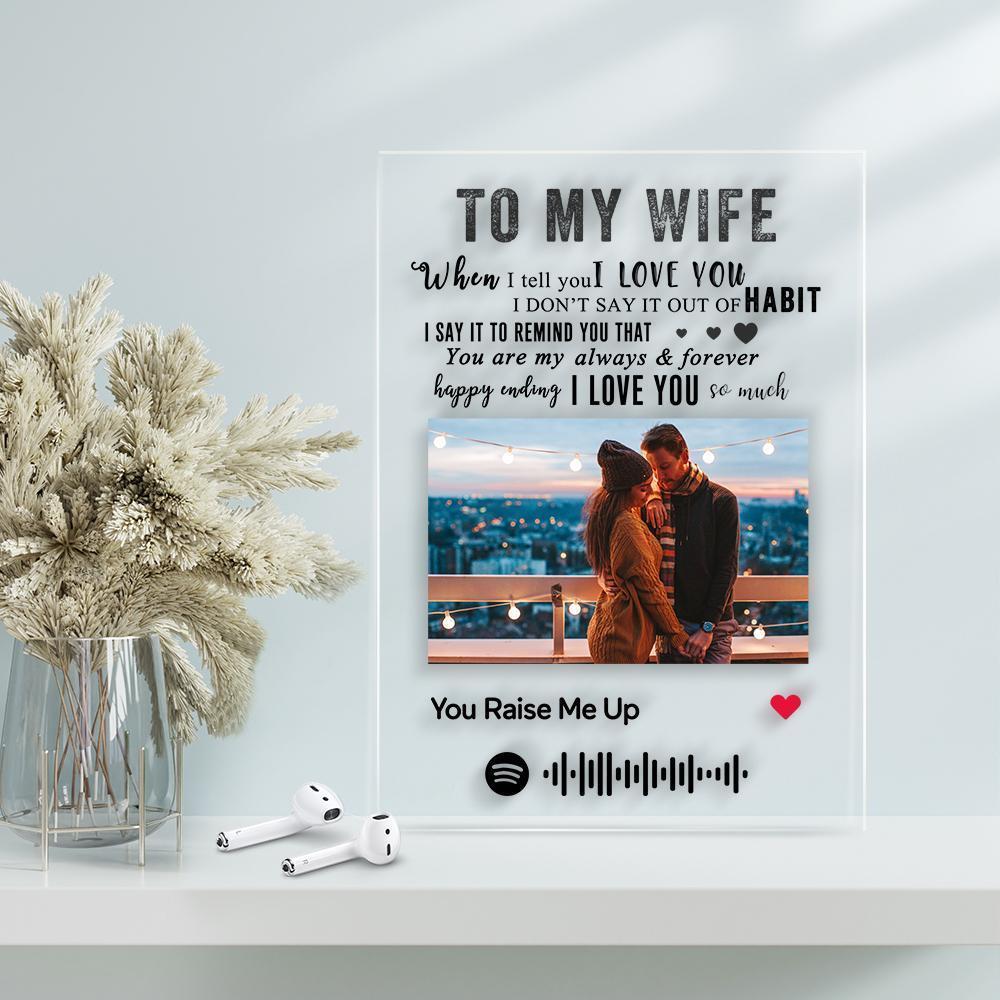 Custom Spotify Glass Plaque Light Night Best Gift for Wife