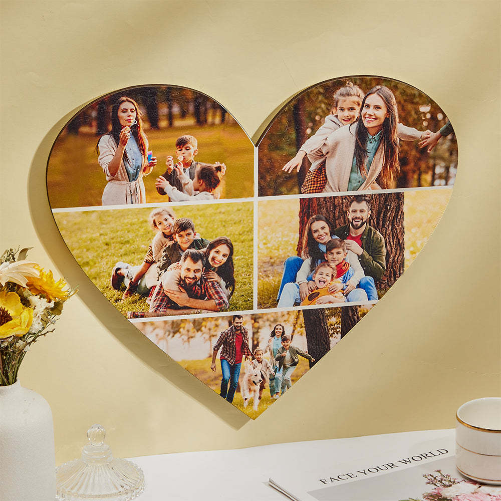 Custom Heart Shaped Photo Collage Personalized Wall Decoration Valentines Day Gifts - 