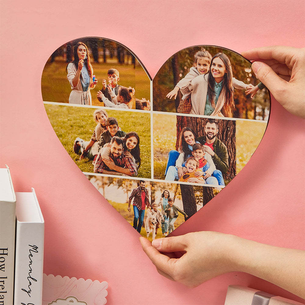 Custom Heart Shaped Photo Collage Personalized Wall Decoration Valentines Day Gifts - 