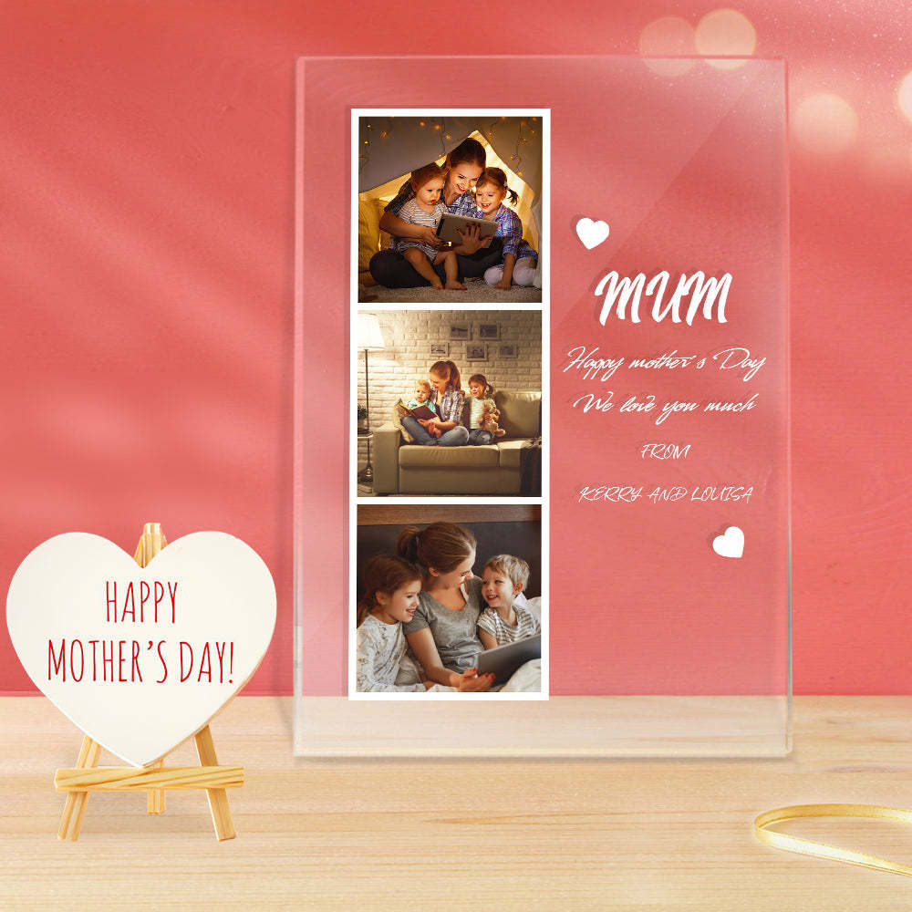 Custom Photo and Name Acrylic Night Light Gift for Mom -