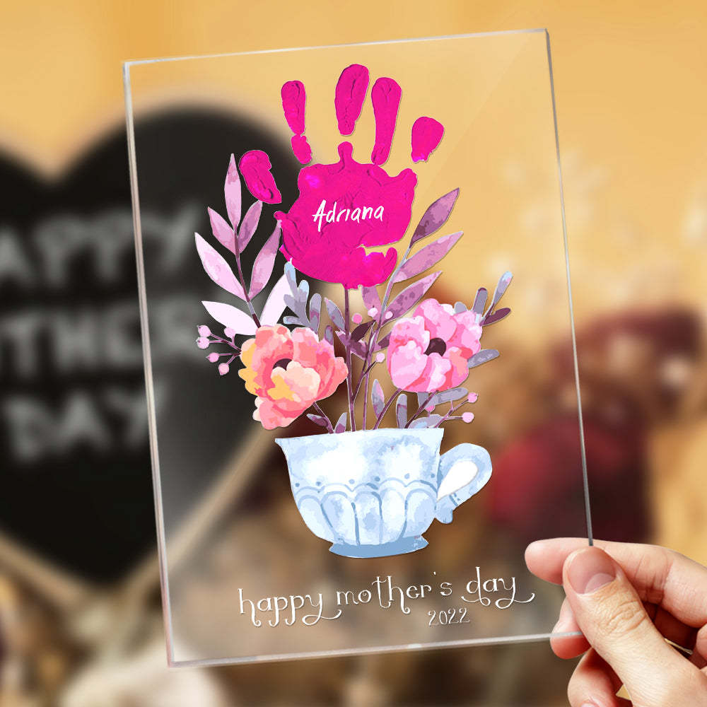 Custom Name and Date Handprint Night Light Mother's Day Gift -