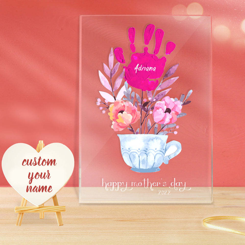 Custom Name and Date Handprint Night Light Mother's Day Gift -