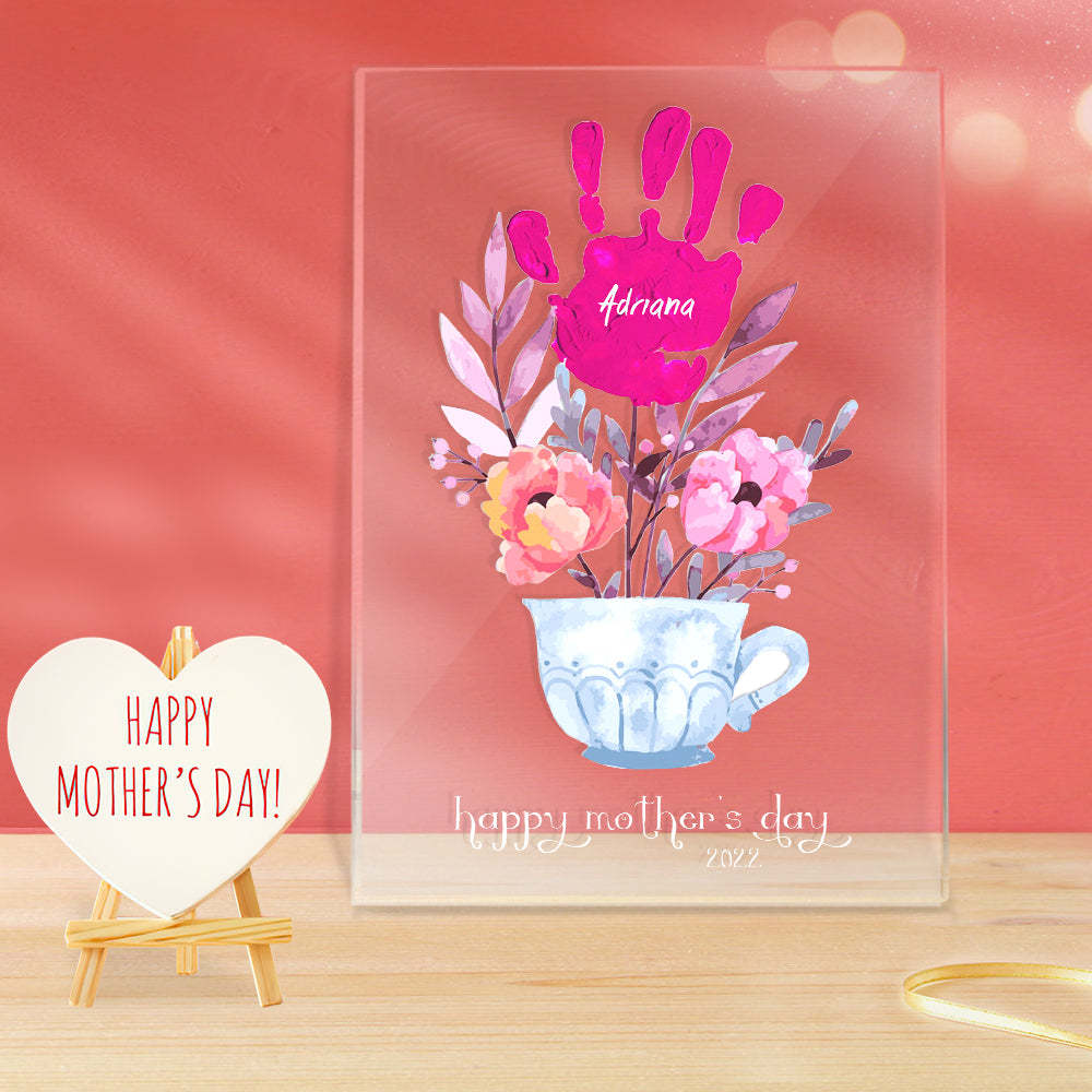 Custom Name and Date Handprint Night Light Mother's Day Gift -