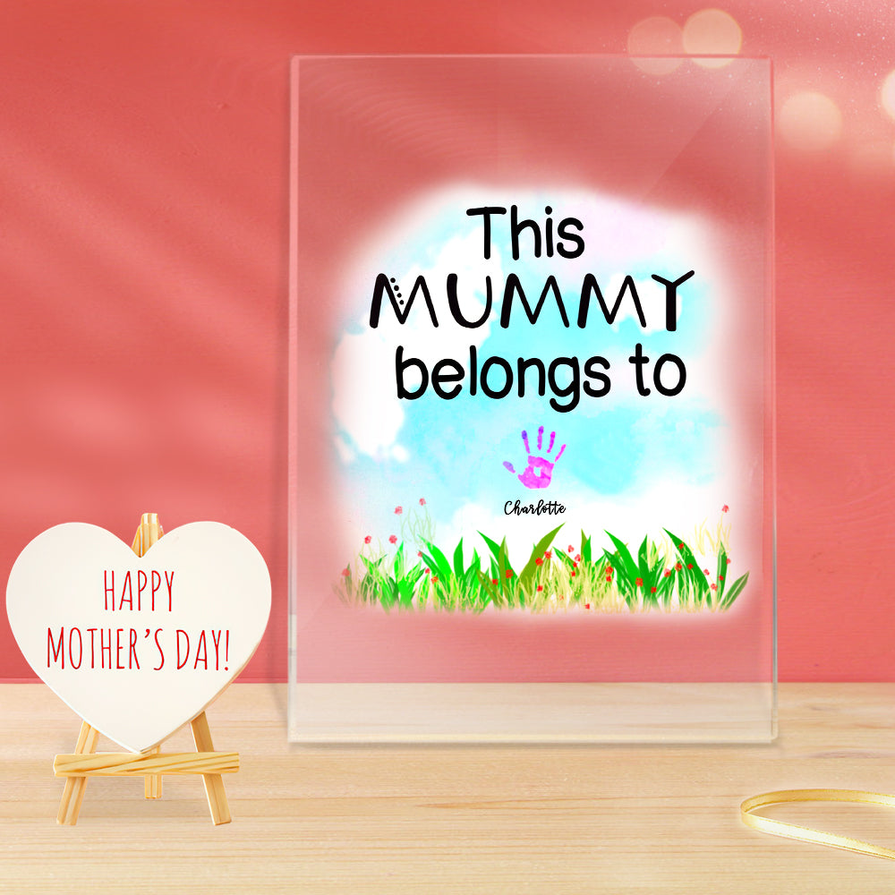 Personalized Name Night Light Handprint Lamp Gift for Mother - 