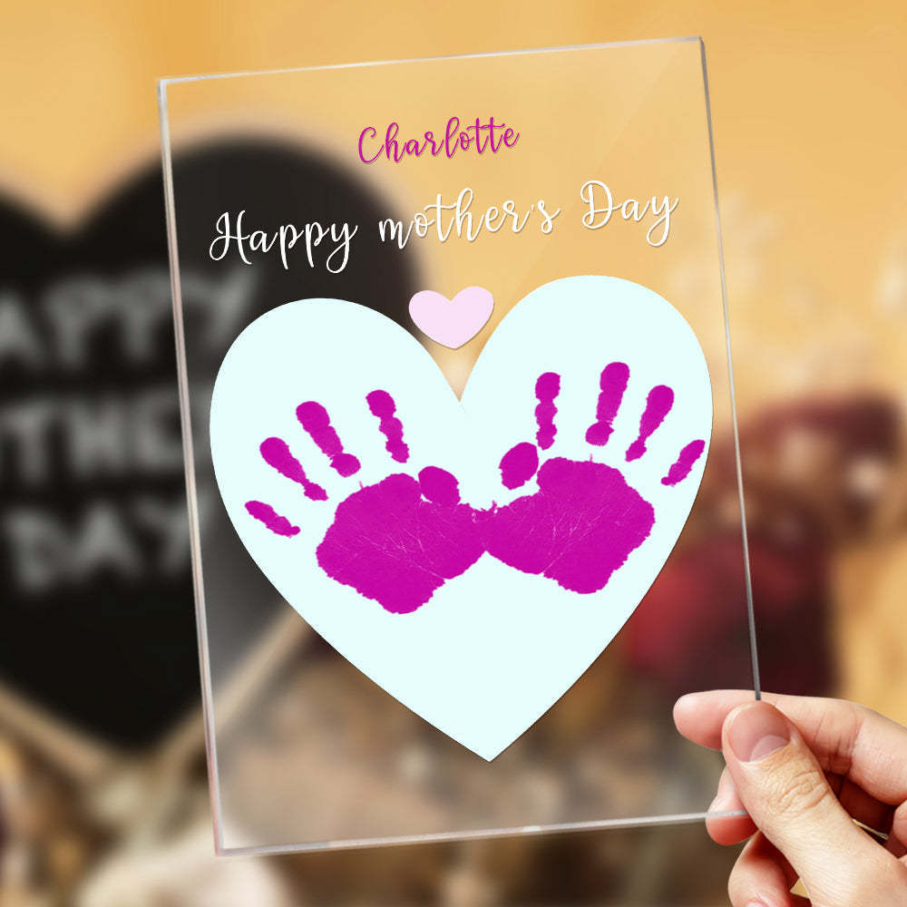 Custom Name Plague Handprint Night Light Gift for Mom -