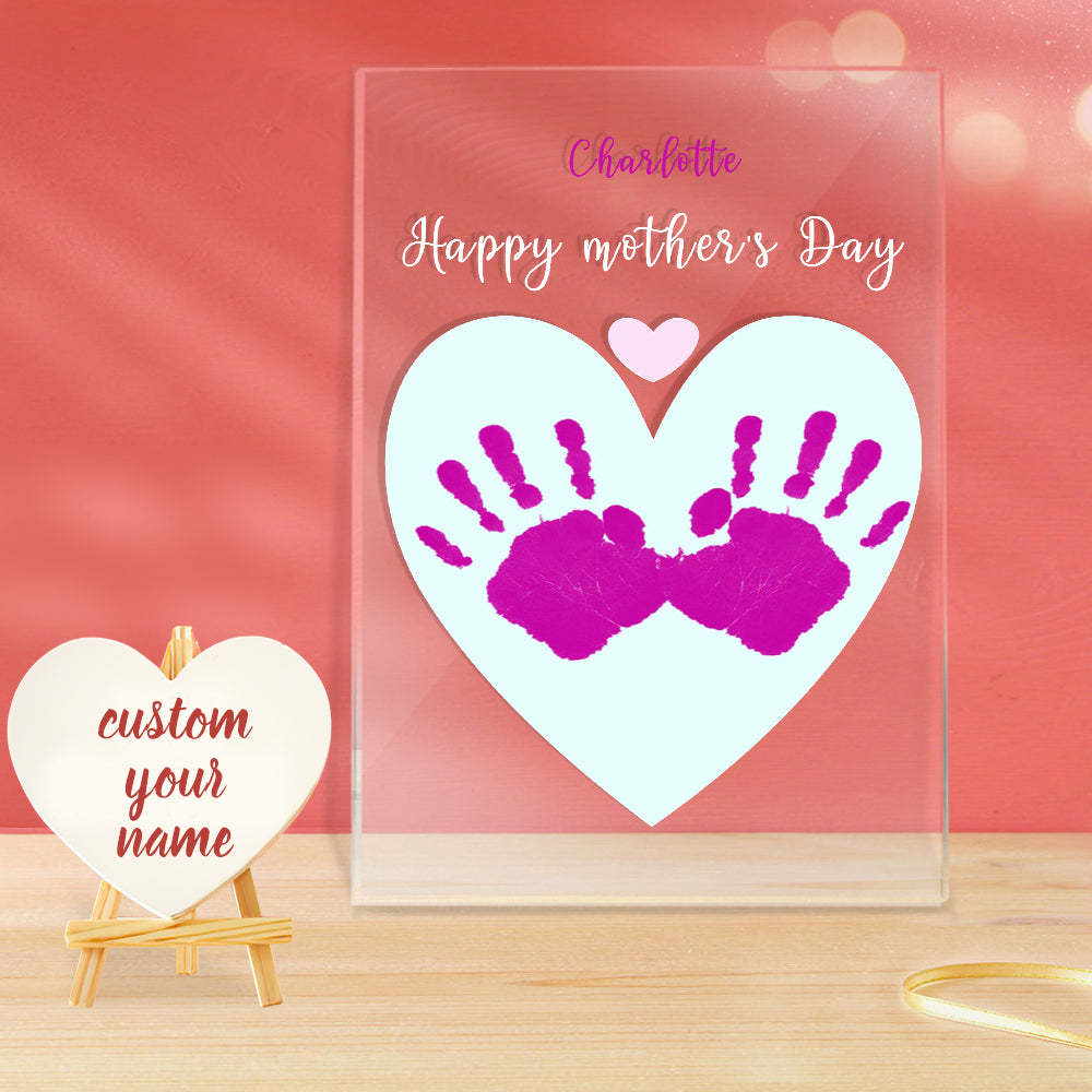 Custom Name Plague Handprint Night Light Gift for Mom -