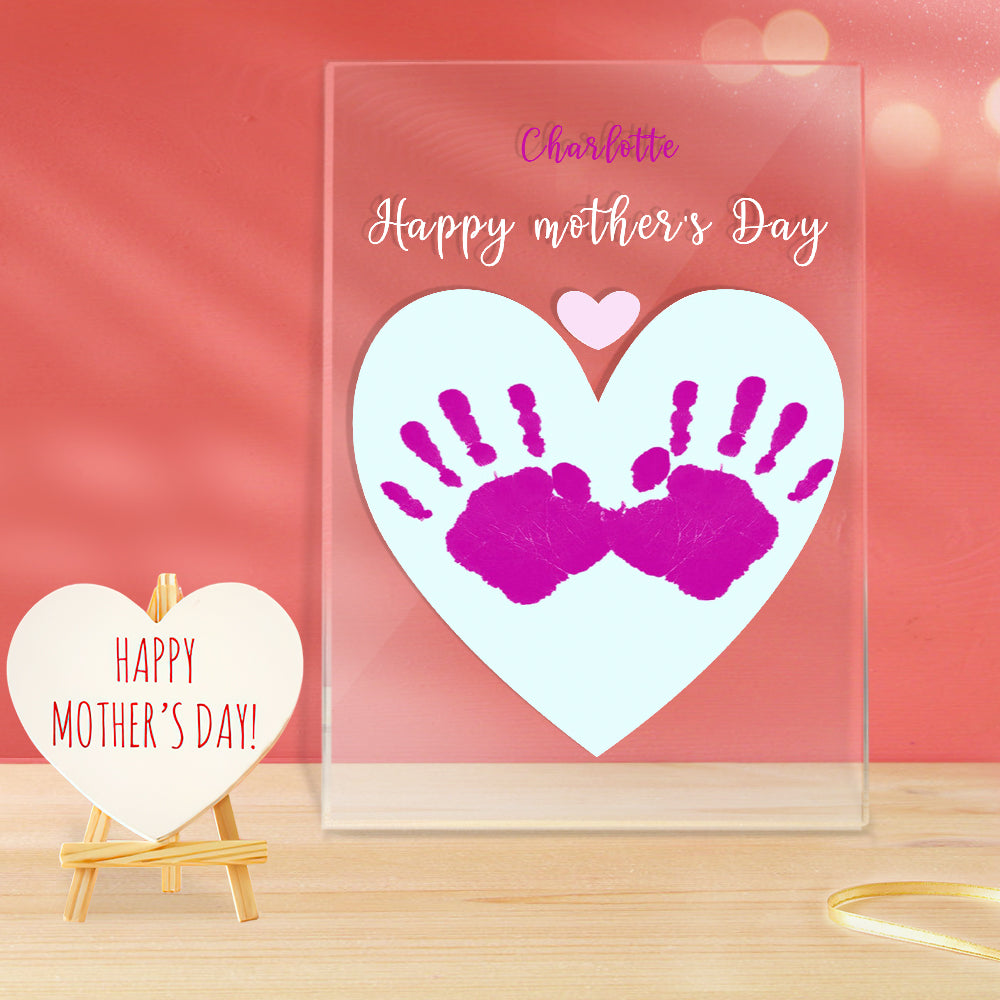 Custom Name Plague Handprint Night Light Gift for Mom - 