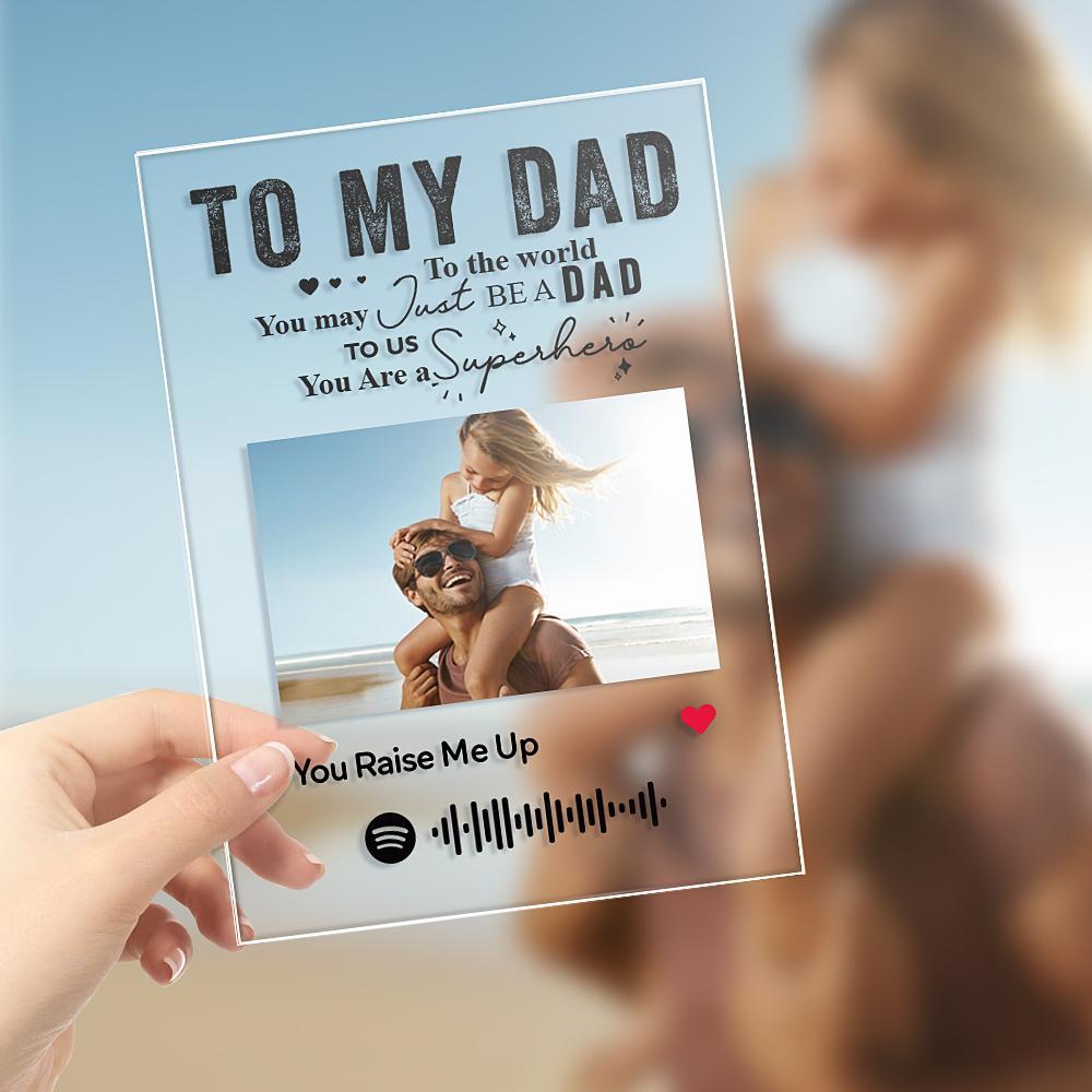 Custom Photo Engraved Text Spotify Plaque Best Dad Ever Gift for Dad