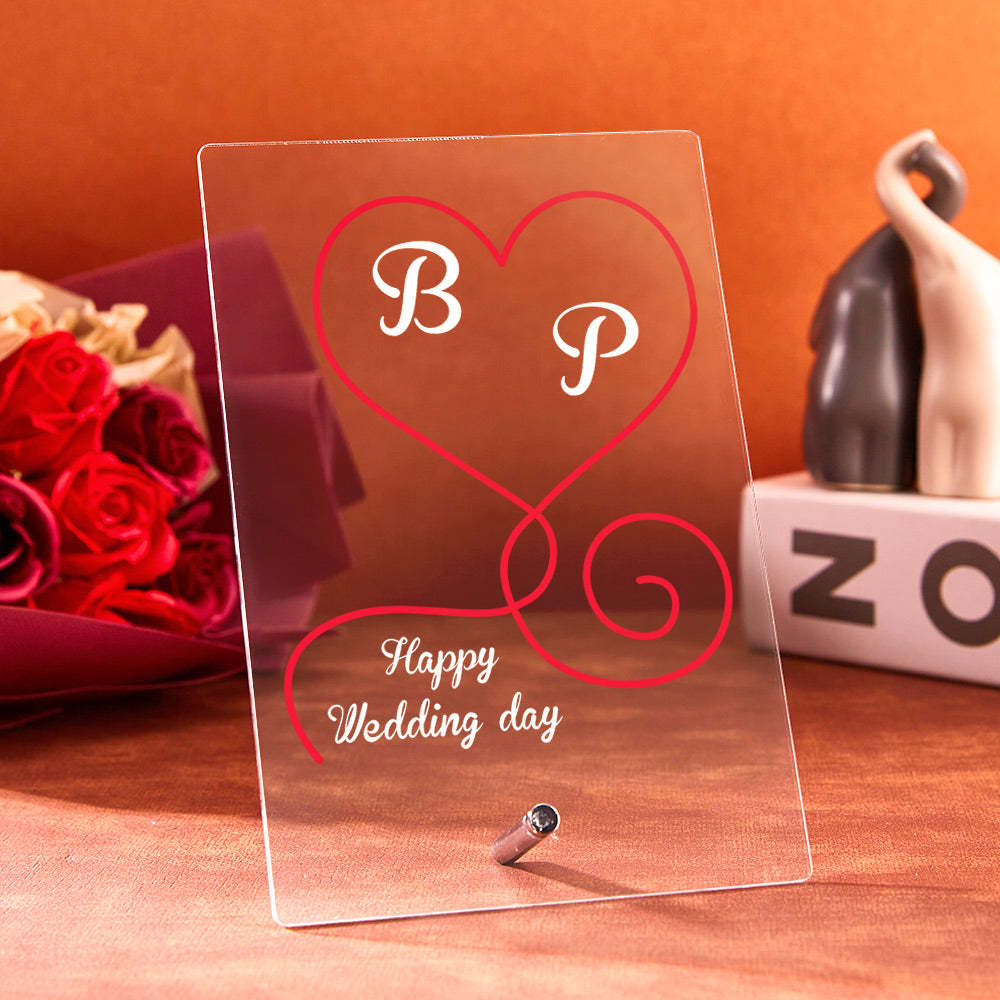 Custom Acrylic Plaque Led Lights Wedding Day Gift for Her Personalized Led Lamp Custom Night Light Gift for Him -