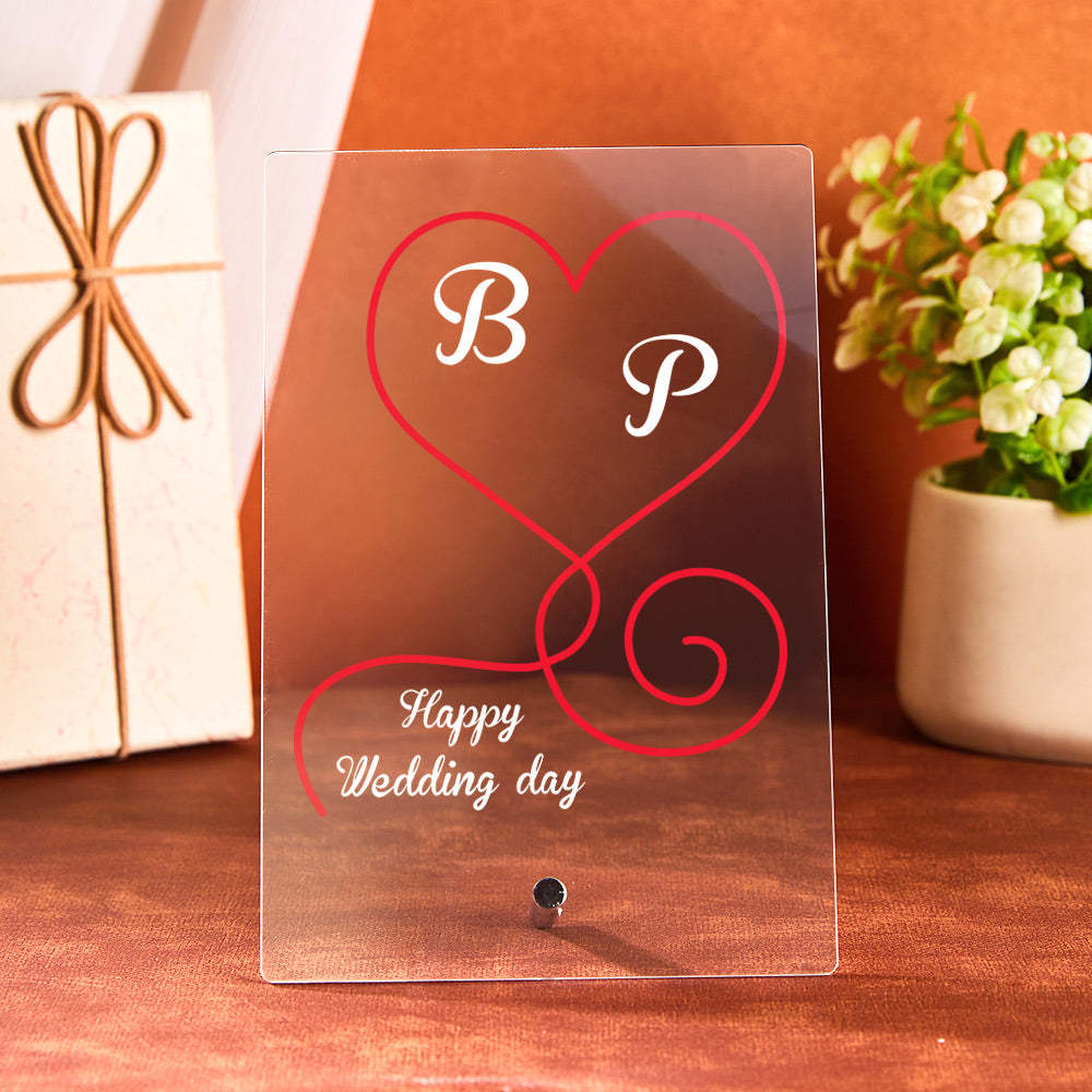 Custom Acrylic Plaque Led Lights Wedding Day Gift for Her Personalized Led Lamp Custom Night Light Gift for Him -