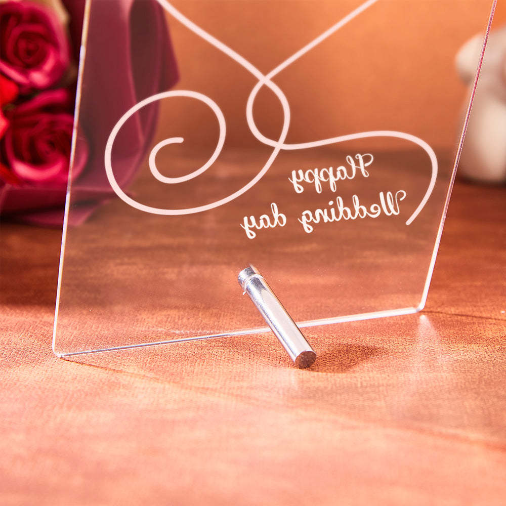 Custom Acrylic Plaque Led Lights Wedding Day Gift for Her Personalized Led Lamp Custom Night Light Gift for Him -
