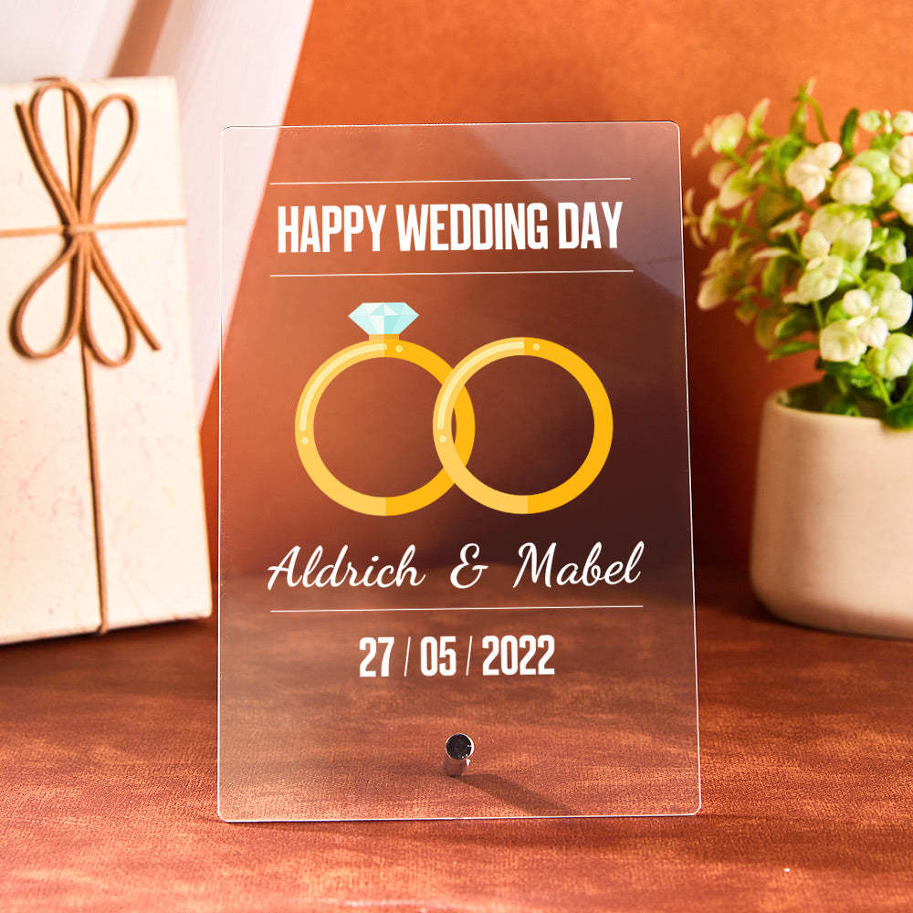 Wedding Day Gift for Him Personalized Lamp Led Lights Custom Night Light Wedding Day Gift for Her 3D Led Lamp Wedding Day Decor -