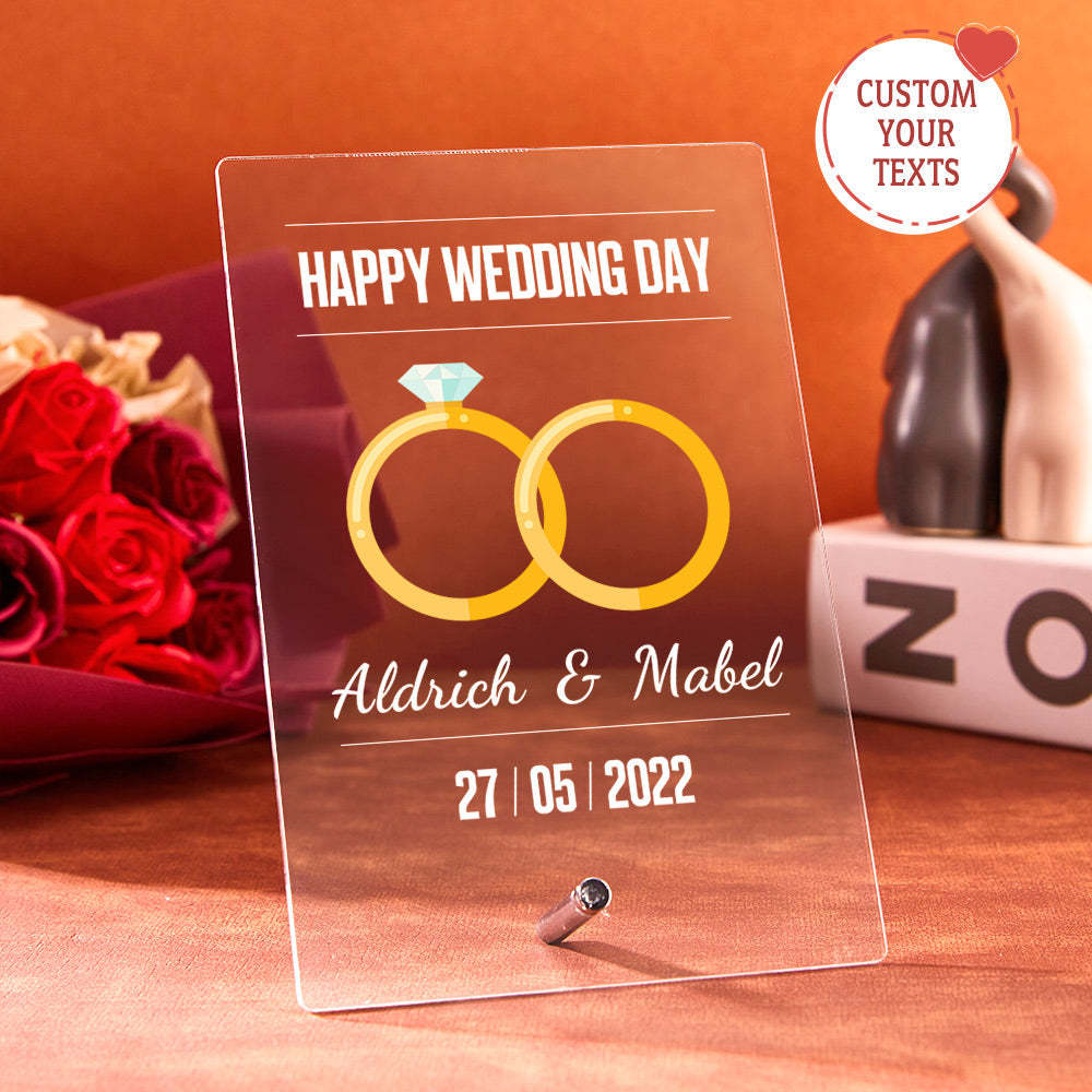 Wedding Day Gift for Him Personalized Lamp Led Lights Custom Night Light Wedding Day Gift for Her 3D Led Lamp Wedding Day Decor -