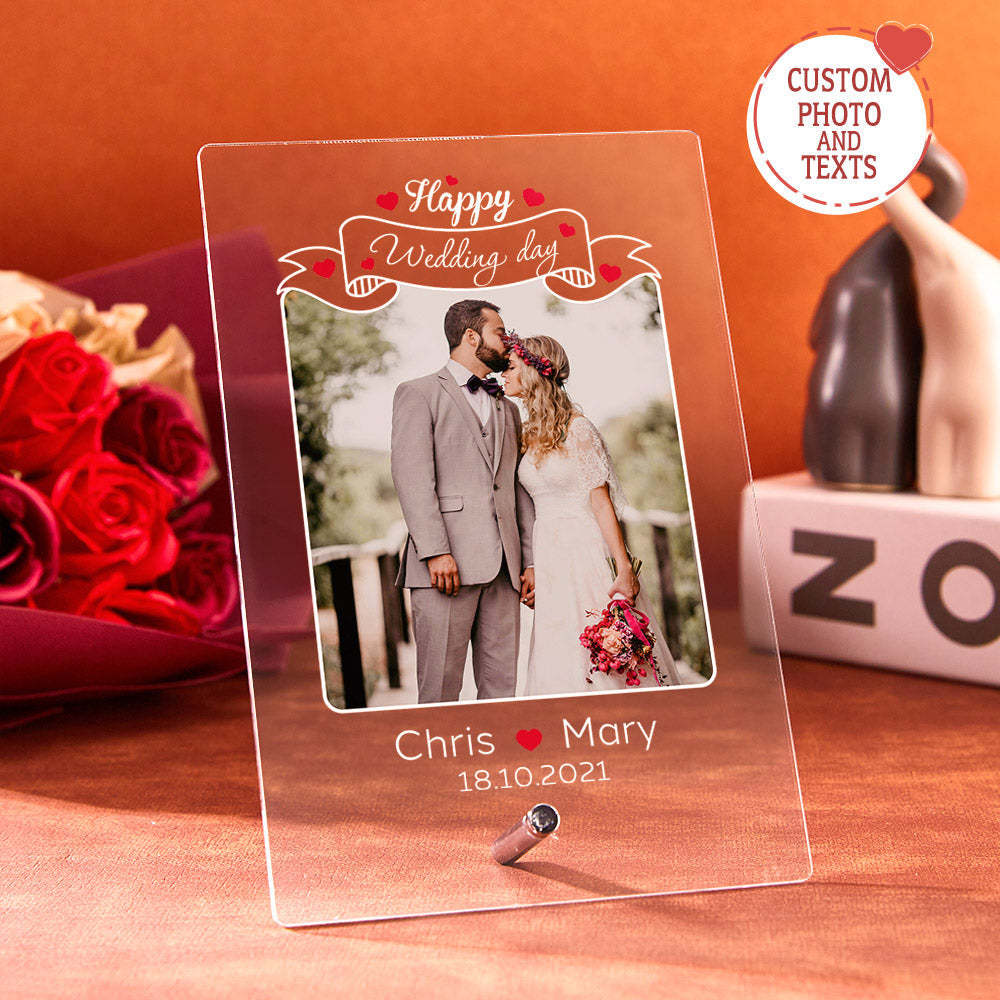 Wedding Day Gift for Her Acrylic Lamp With Photo Custom Photo Night Light Engagement Gift Couple Personalized Led Lights Bedroom Decor -
