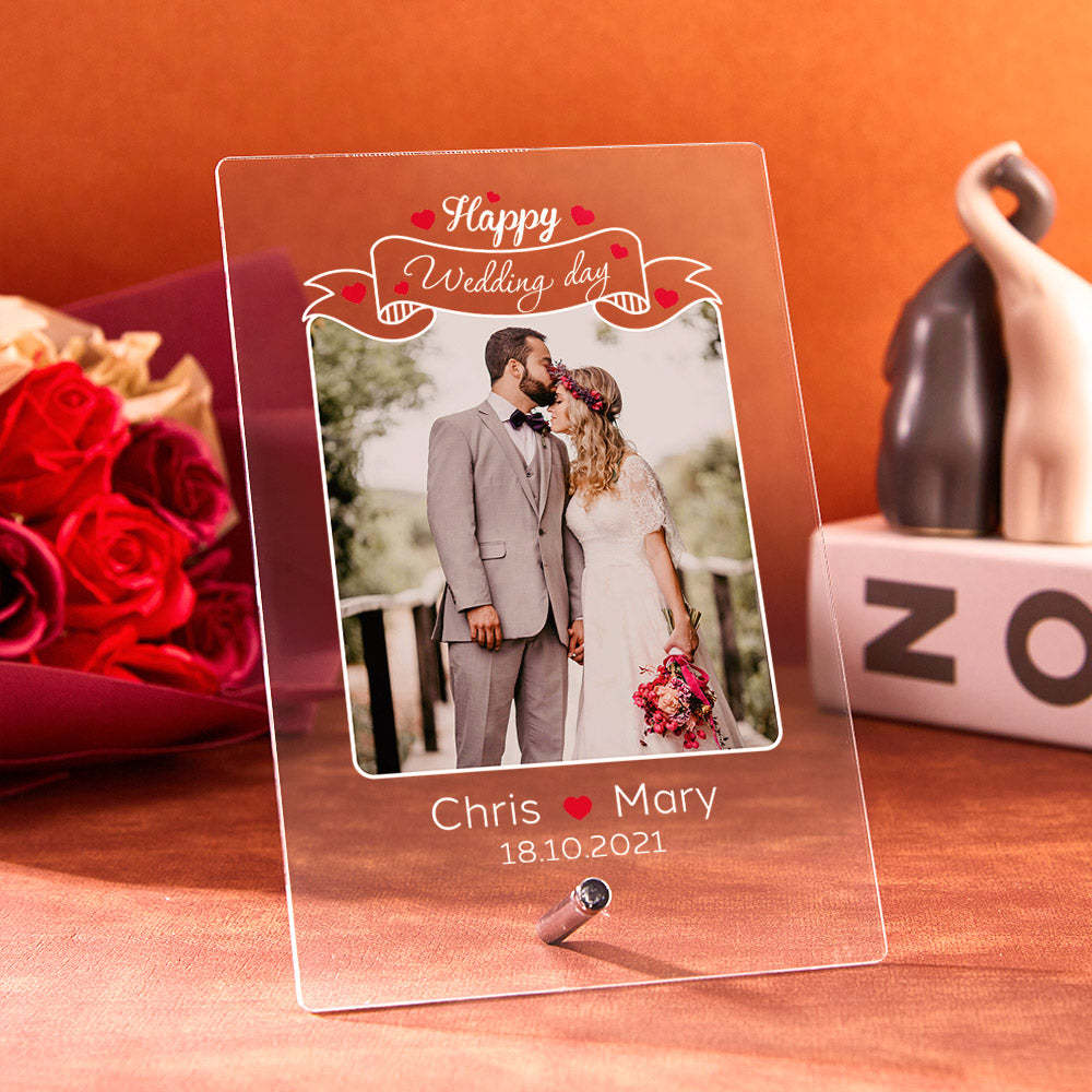 Wedding Day Gift for Her Acrylic Lamp With Photo Custom Photo Night Light Engagement Gift Couple Personalized Led Lights Bedroom Decor -