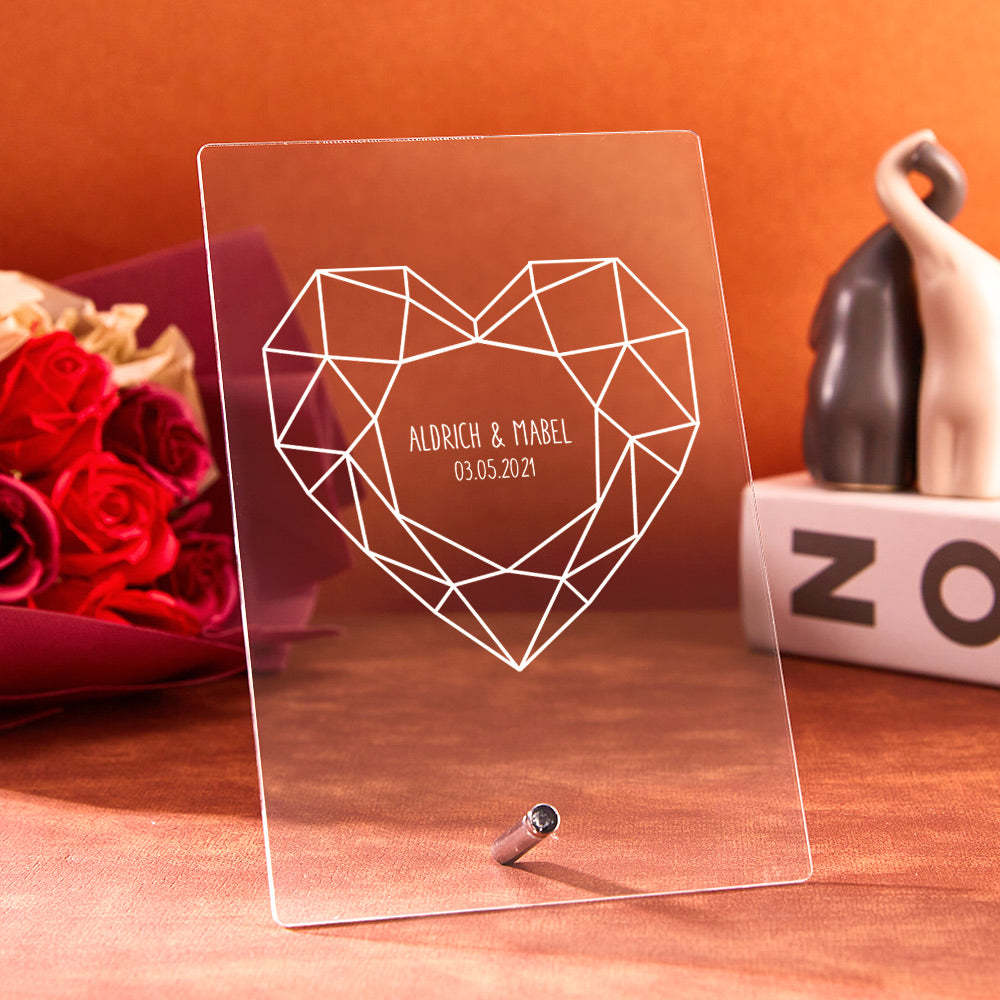 Gift for Lover Custom Acrylic Night Light As Gift for Wife Personalized Lamp As Wedding Gift To Her -