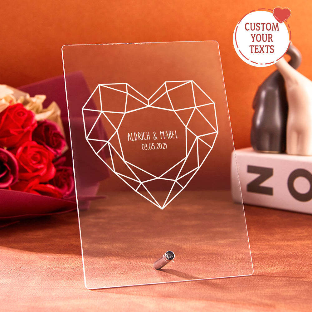 Gift for Lover Custom Acrylic Night Light As Gift for Wife Personalized Lamp As Wedding Gift To Her -