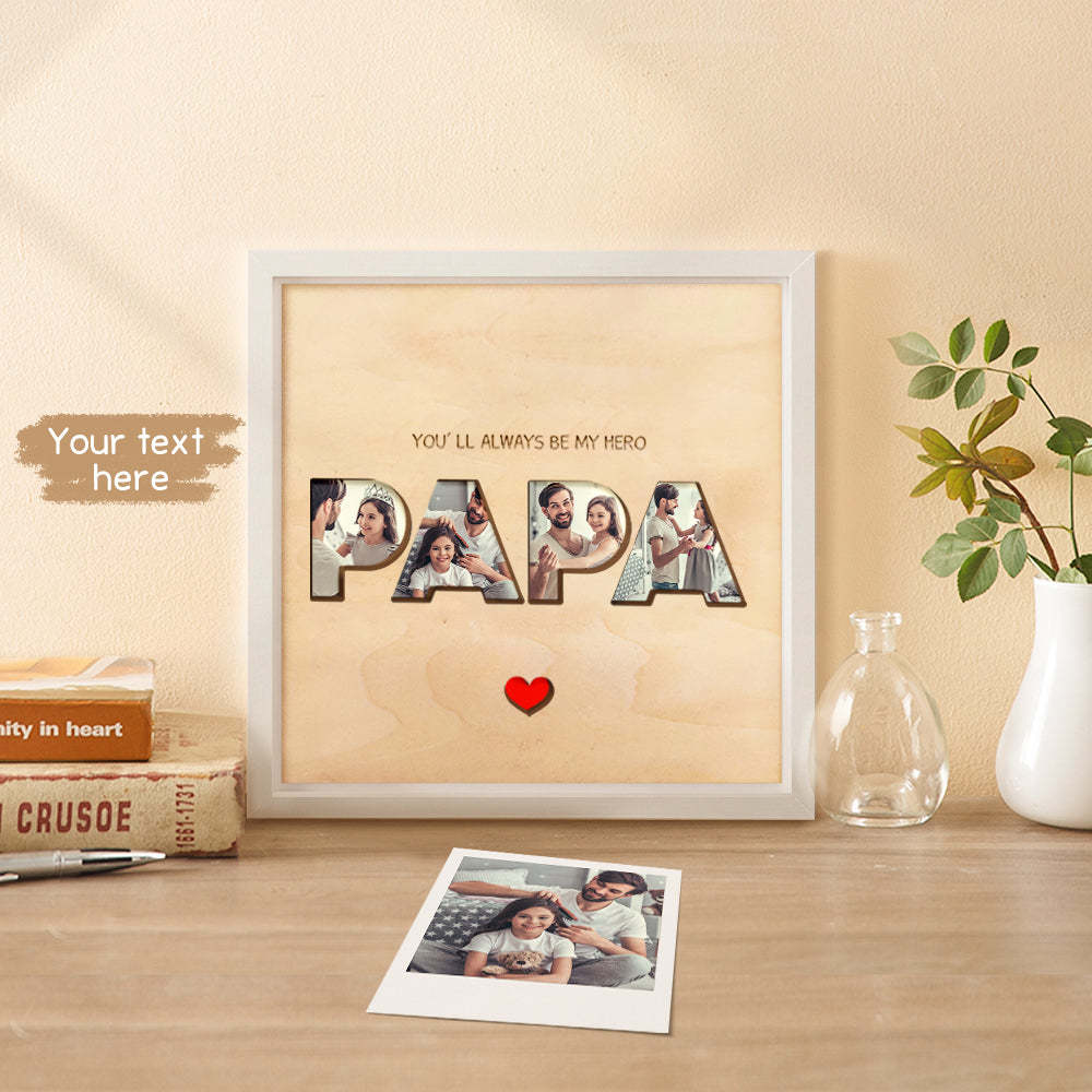 Custom Collage Papa Photo Tiles Personalized Photo Print Wall Art Gift for Father's Day - 